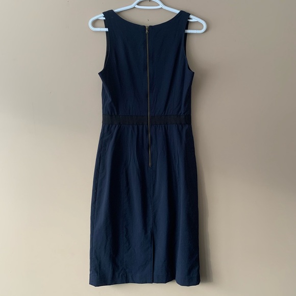 Club Monaco Bodycon Navy Dress with black sash, Wool - Size 2 - Picture 2 of 7
